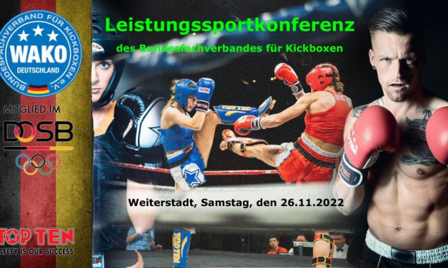 Herzlich Willkommen zur Leistungssportkonferenz 2022 des Bundesfachverbandes für Kickboxen e.V.